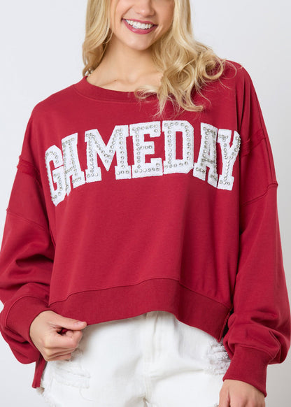 Women Red Letter Zircon Cotton Sweatshirt Long Sleeve AE1001