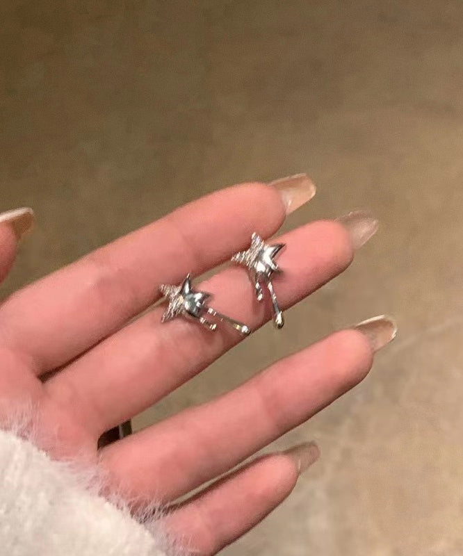 Metal Alloy Earrings Women Zircon Silk Stud Star