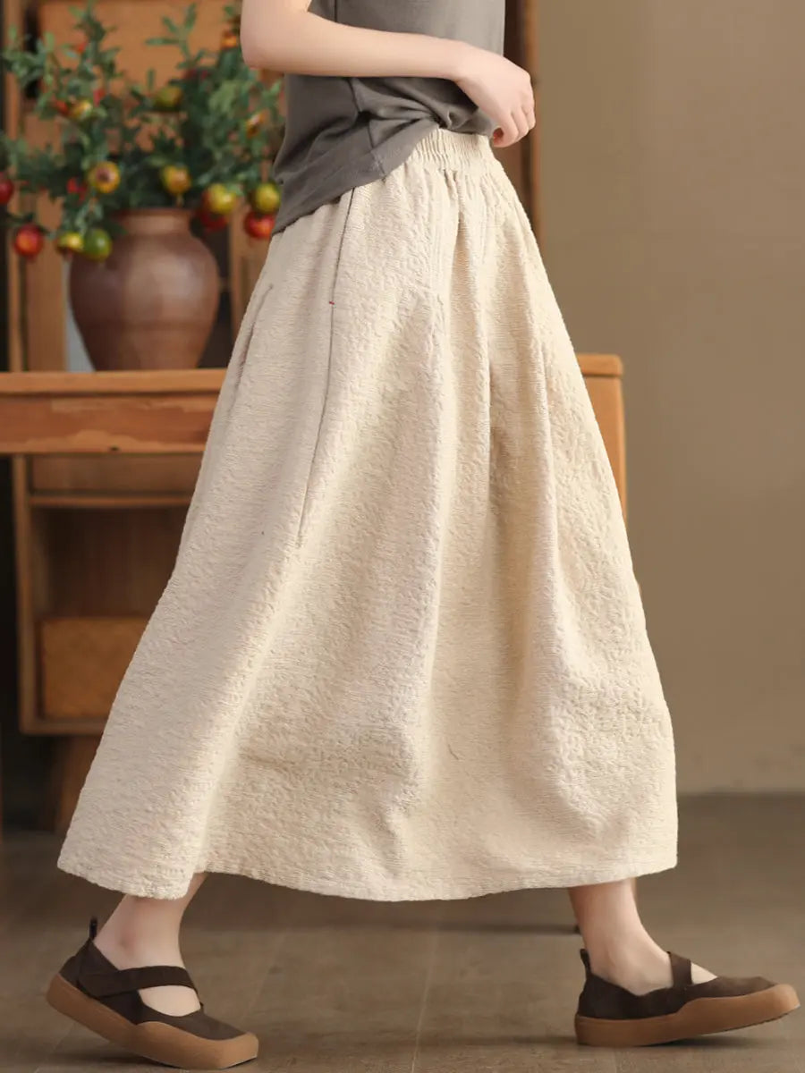 Women Spring Solid Artsy Commute Loose Skirt Ada Fashion