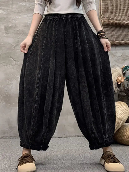 Women Vintage Spring Solid Loose Harem Pants Ada Fashion