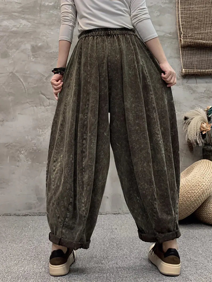 Women Vintage Spring Solid Loose Harem Pants Ada Fashion