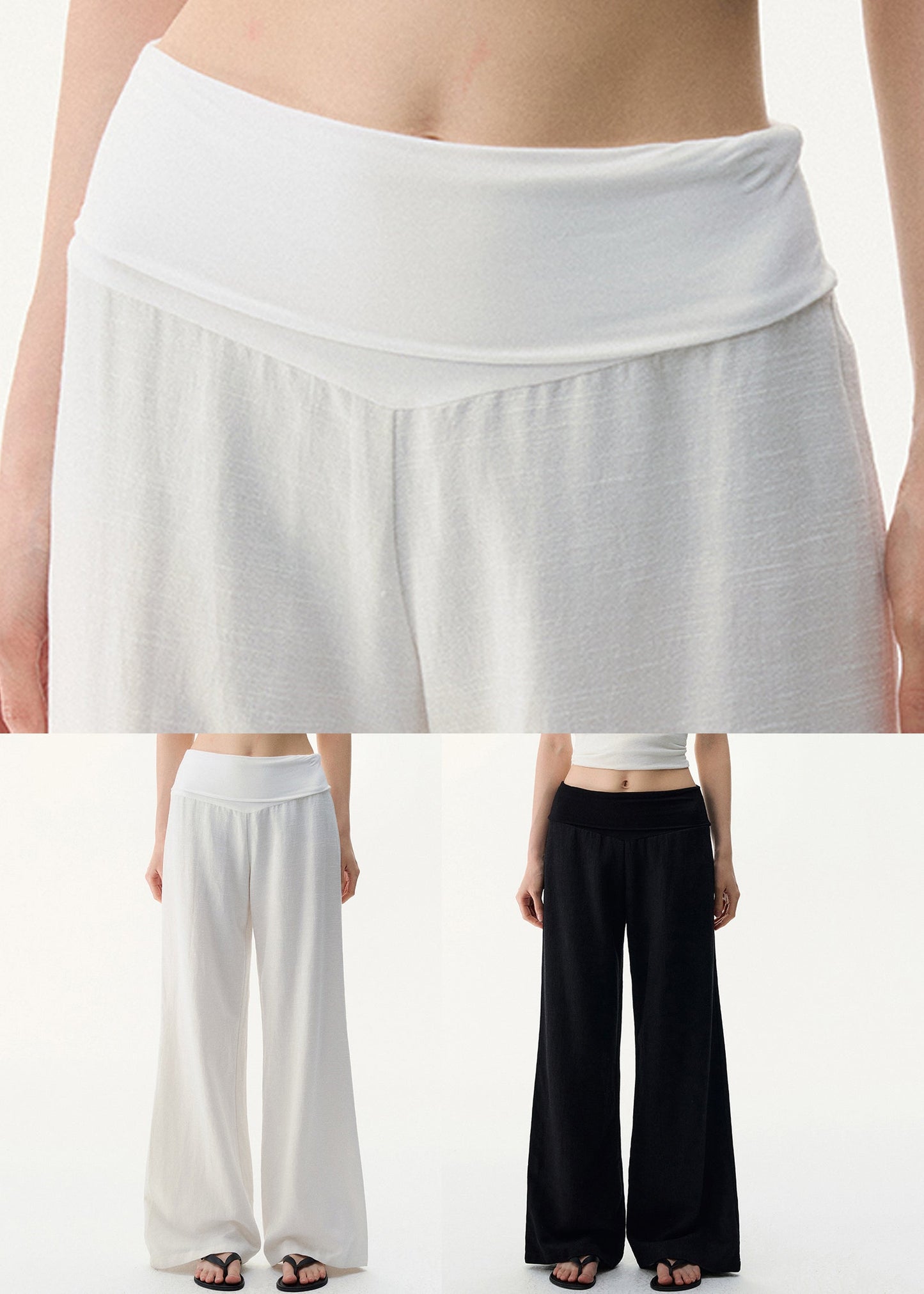 Pants Waist Summer Women Linen White High Solid