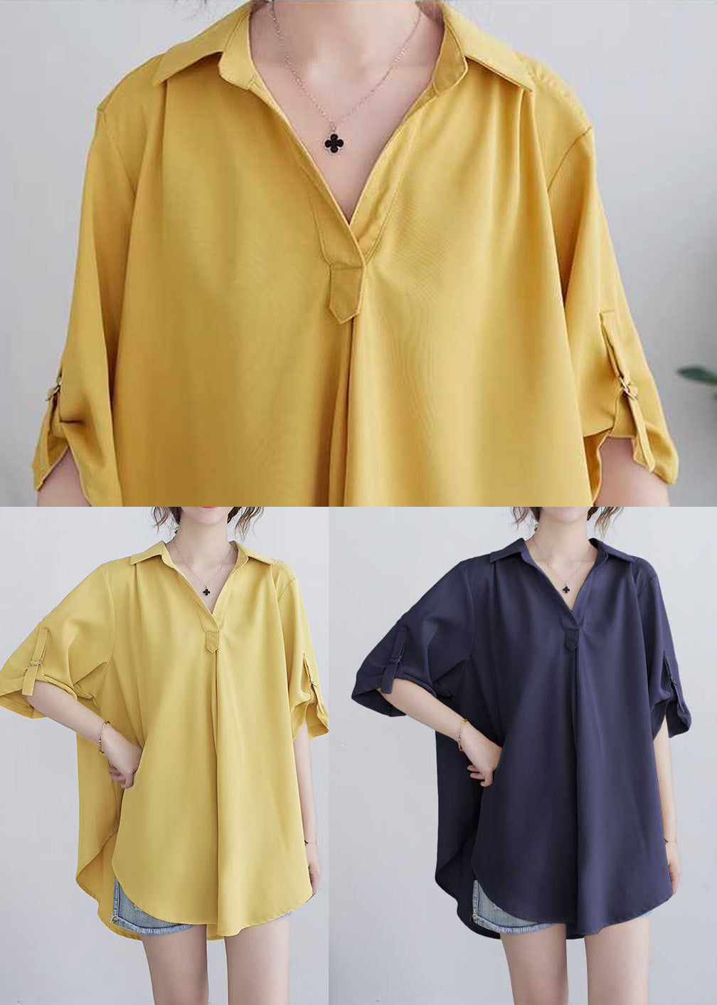 Sommerliches Oversize-Baumwollhemd in Gelb für Damen