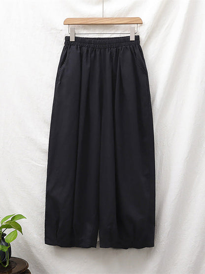 Plus Size  Women Cotton Linen Pocket Casual Lantern Pants RR1062