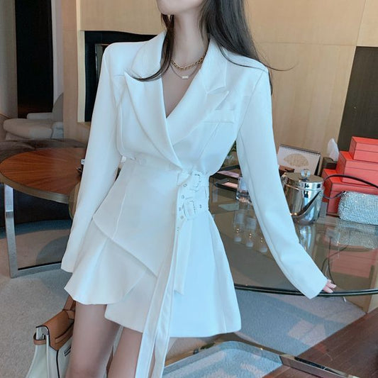 Long-Sleeve Wrap  Blazer Dress