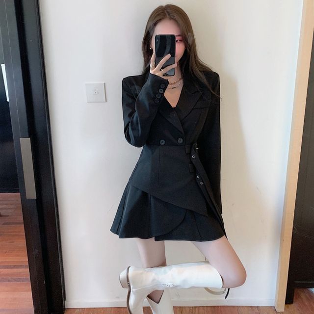 Long-Sleeve Wrap  Blazer Dress