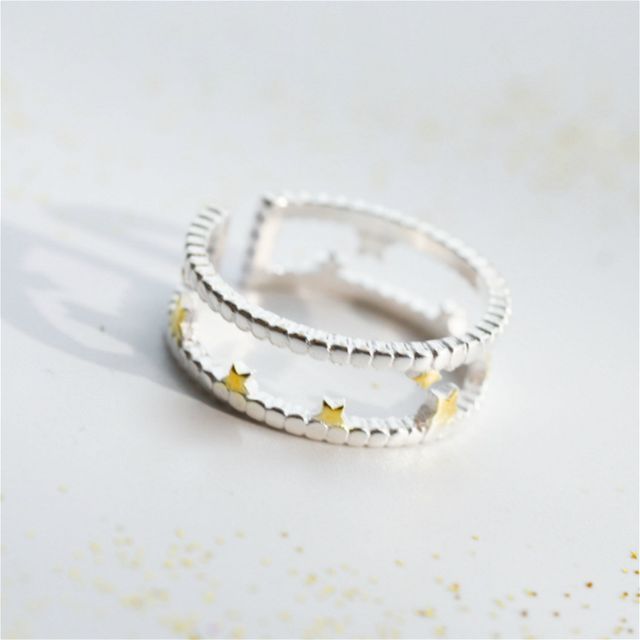 Sterling Star Layered Ring Silver Open