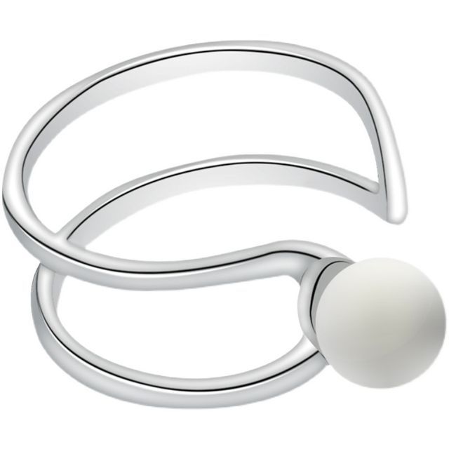 Ring Faux Layered Silver Open Pearl Sterling
