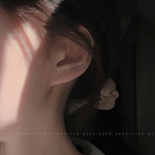 Sterling Wave Pull Earring Silver Through