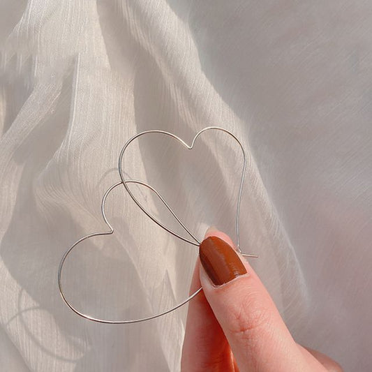 Silver Earring Heart Hoop Sterling