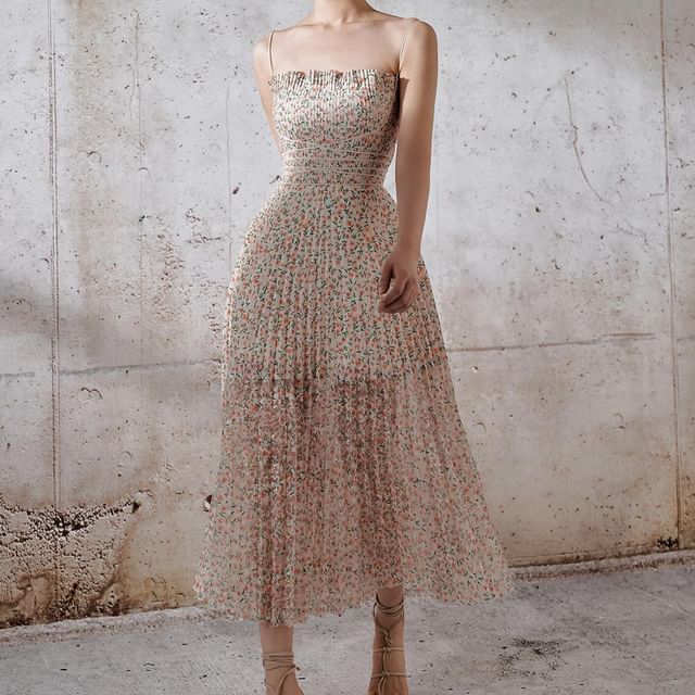 Spaghetti Strap Floral Midi Sundress