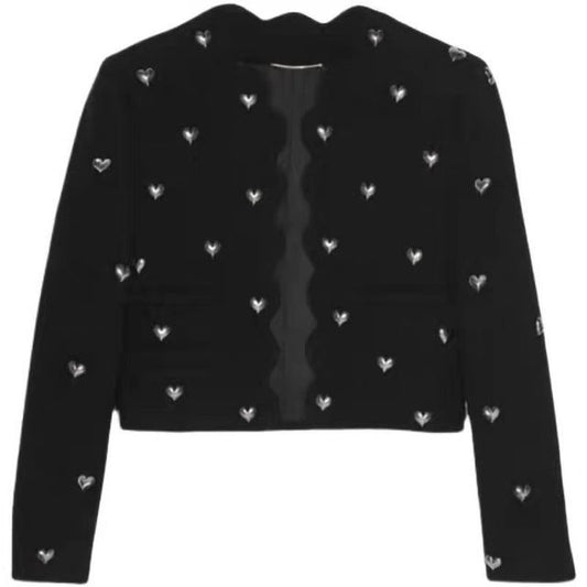 Long-Sleeve Heart Studded Jacket