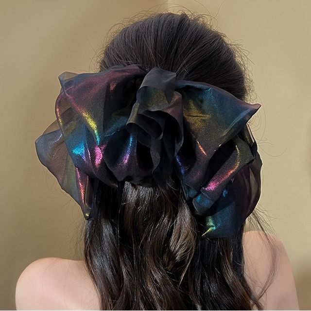 Bow Hair Mesh Clip Holographic