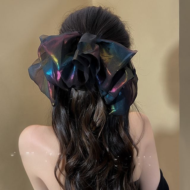 Bow Hair Mesh Clip Holographic