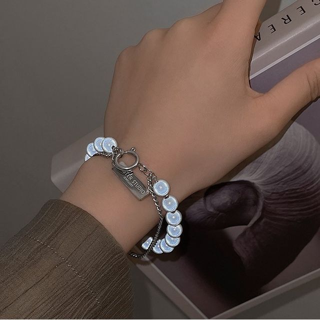 Bead Alloy Layered Reflective Bracelet