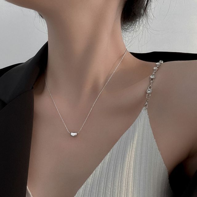 Steel Bean Polished Stainless Pendant Necklace