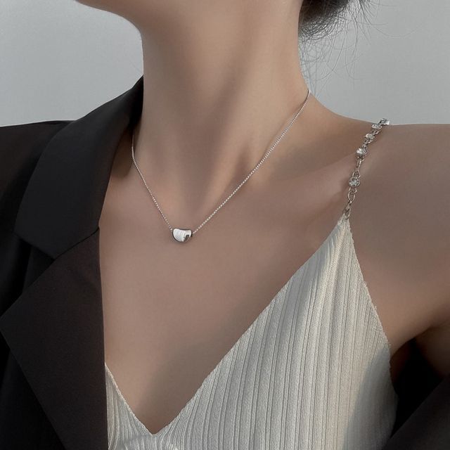 Steel Bean Polished Stainless Pendant Necklace