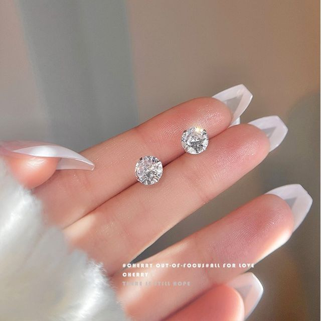 Through Magnetic Earring Alloy Rhinestone