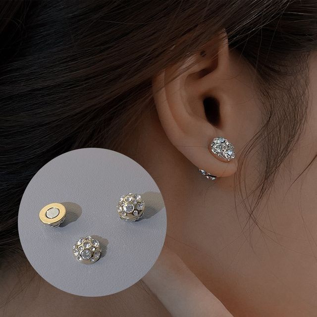 Through Magnetic Earring Alloy Rhinestone