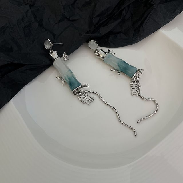 Eye Bamboo Faux Alloy Stone Earring Cat Dangle