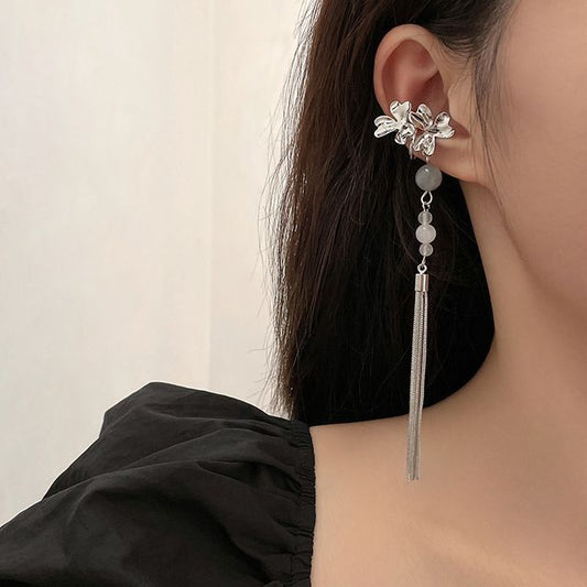 Cuff Acrylic Alloy Flower Fringed Earring