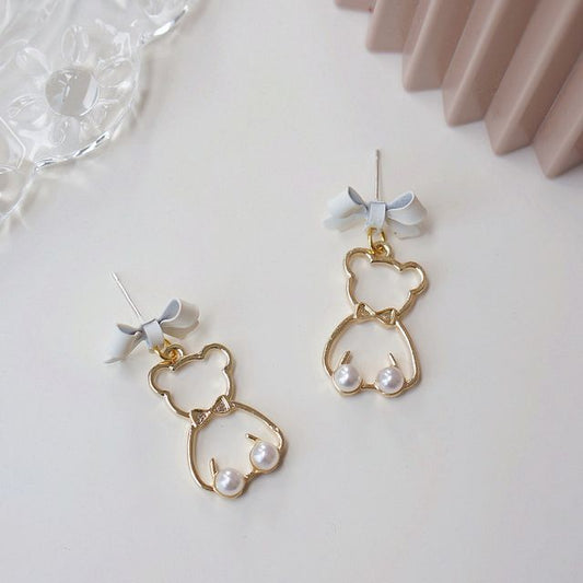 Bear Dangle Earring Alloy