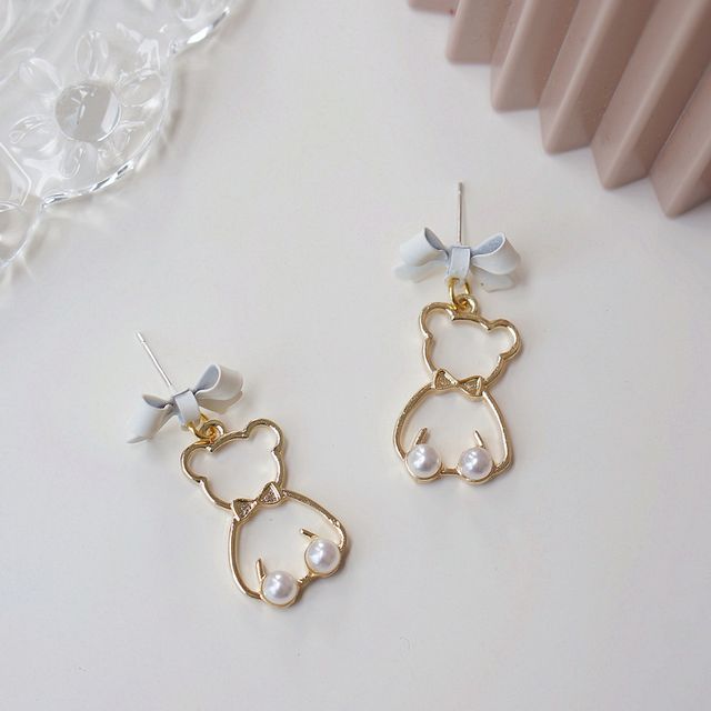Bear Dangle Earring Alloy