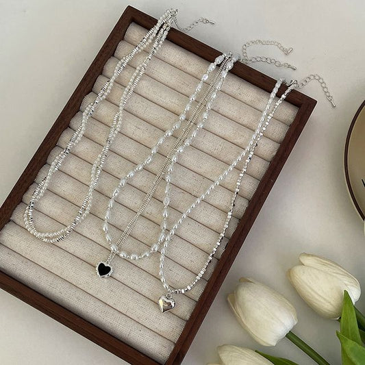 / Necklace Alloy Faux Heart (various Pearl designs)