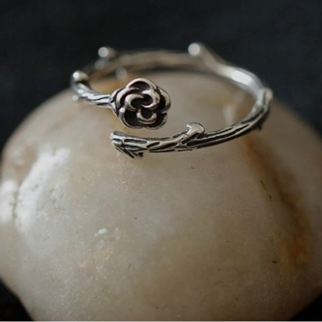 Sterling Open Rose Silver Ring