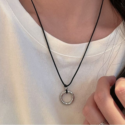 String Pendant Hoop Alloy Necklace