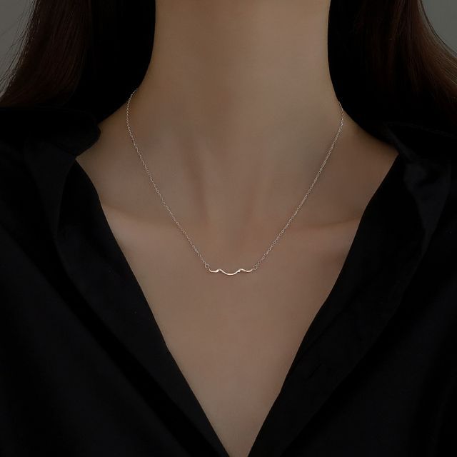 Silver Sterling Pendant Choker Wavy