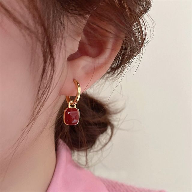 Silver Sterling Earring Square Dangle