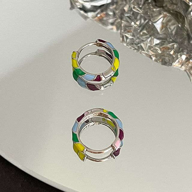 Sterling Earring Silver Hoop Glaze