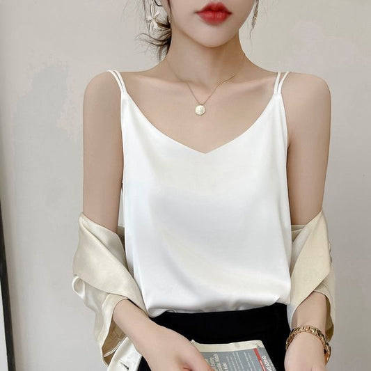 Strappy V-Neck Plain Camisole Top