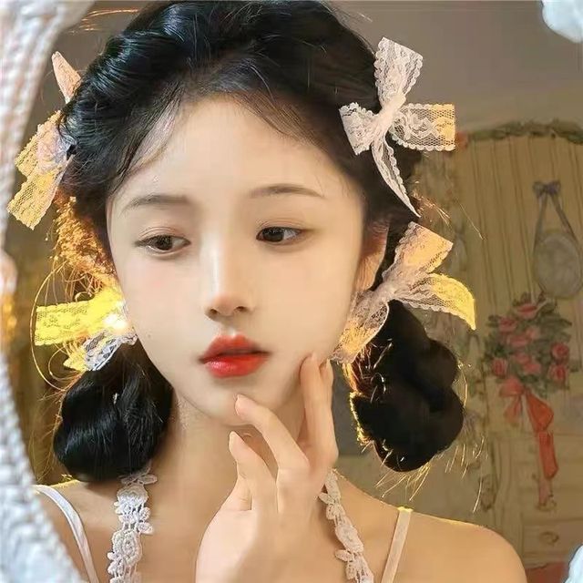 Set / Clip Lace Hair Ribbon