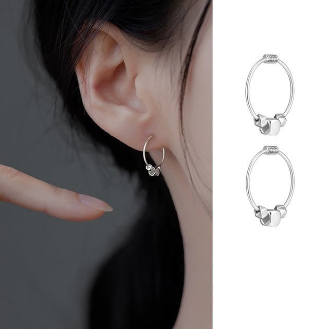 Hoop Sterling Bead Earring Silver