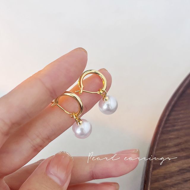 Sterling Silver Earring Dangle Faux Pearl