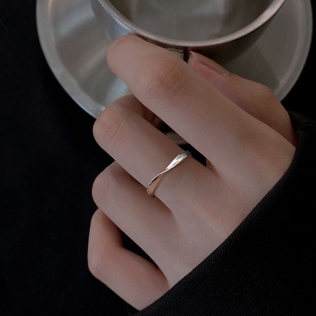 Twisted Silver Sterling Ring Open