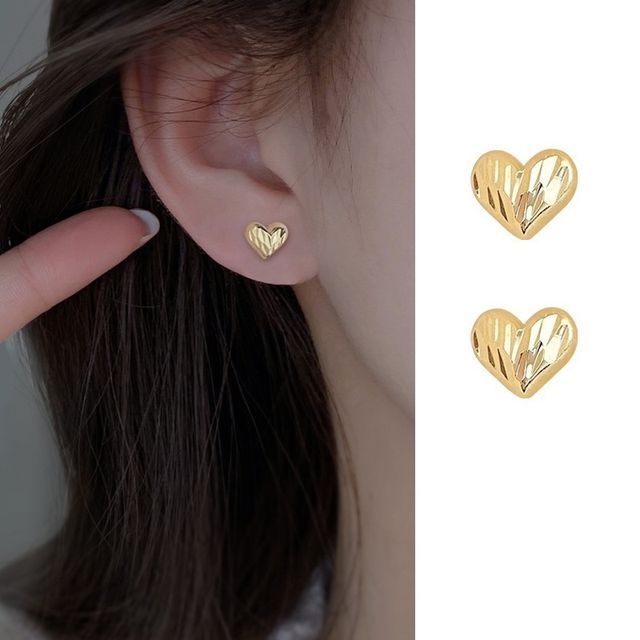 Heart Silver Textured Earring Sterling