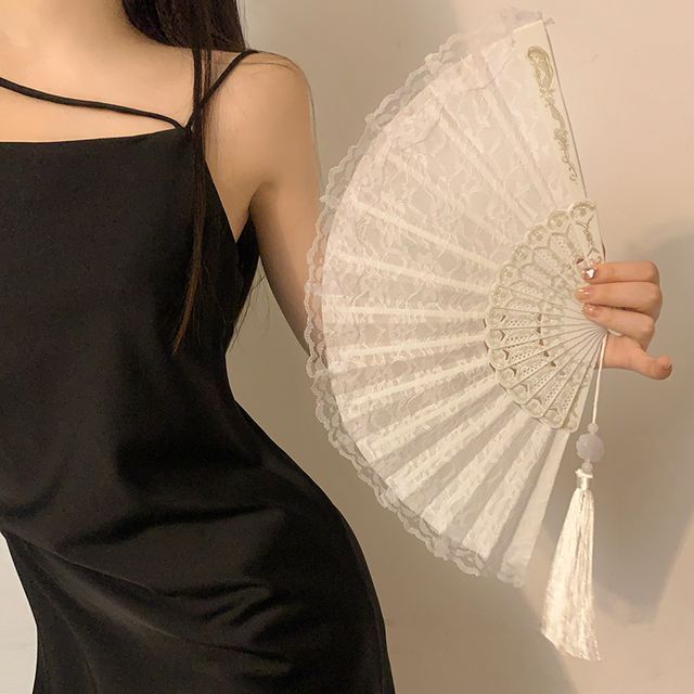 Hand Chinese Character Fan Scrunchie Traditional /