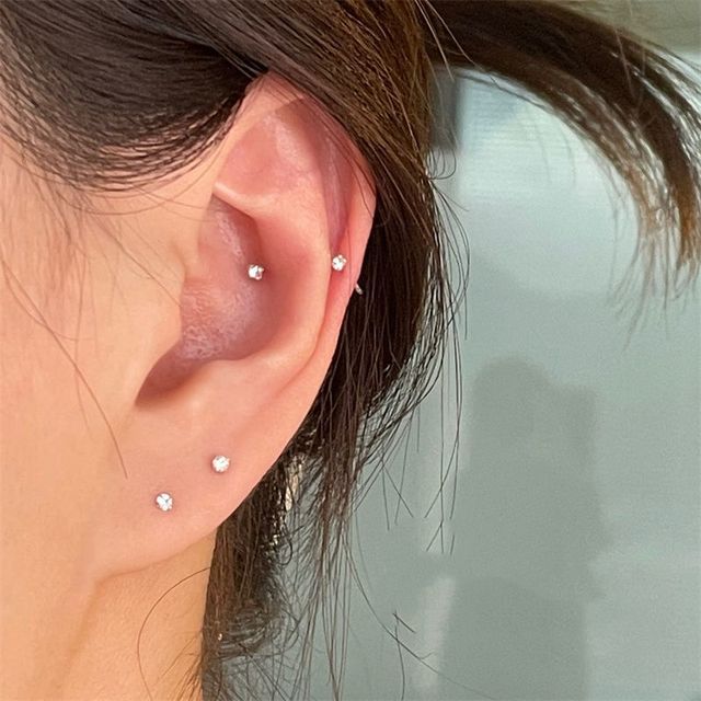 Rhinestone Pair 2 Alloy Stud Set: Earring