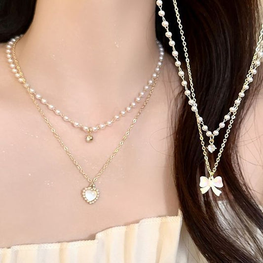 Faux Layered Pearl Necklace