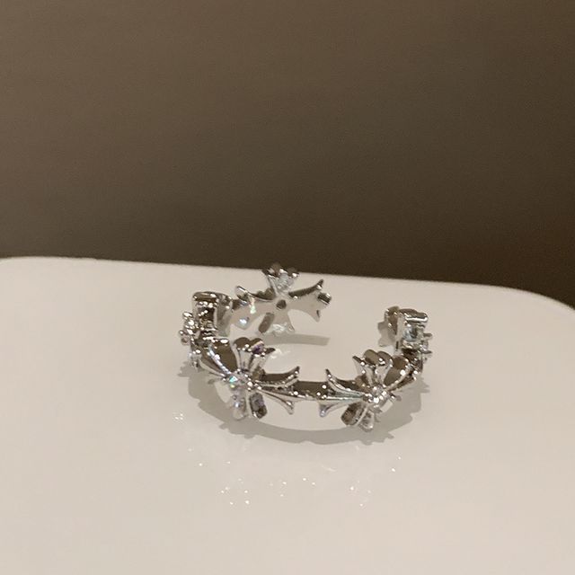 Moonstone / Set Cross Open Ring Faux