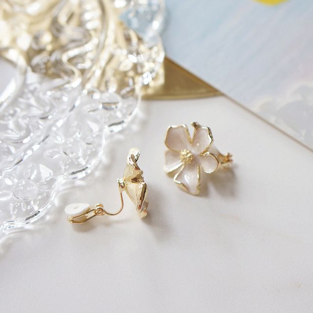 Earring Stud Glaze Floral Alloy