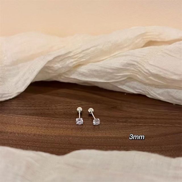 Barbell Designs) (Various Earring Rhinestone Silver Sterling