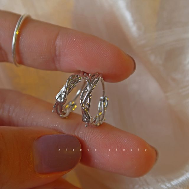 Earring Hoop Sterling Thorn Silver