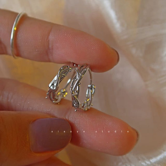 Earring Hoop Sterling Thorn Silver