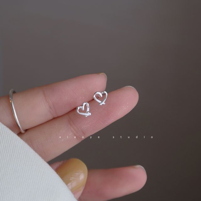 Earring Silver Stud Heart