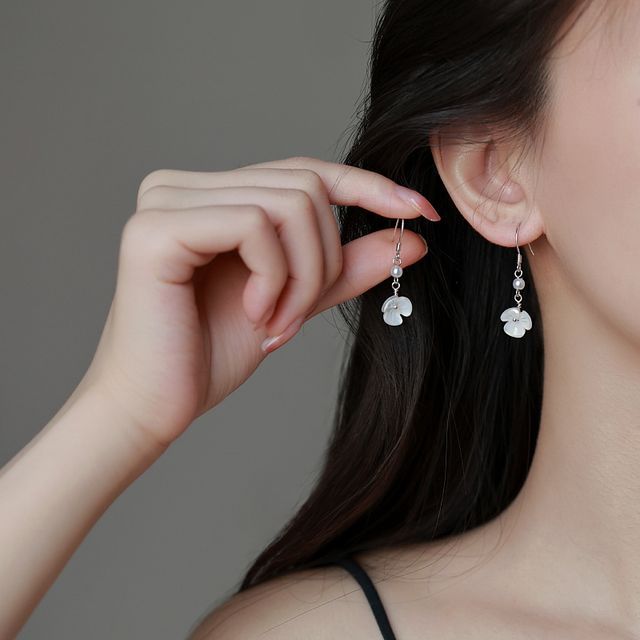 Dangle Alloy Earring Floral Faux Acrylic Pearl