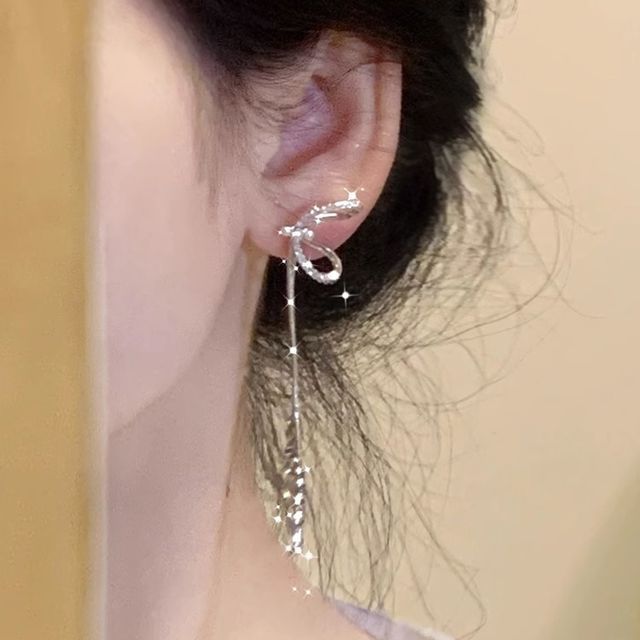 Silver Sterling Threader Earring Bow